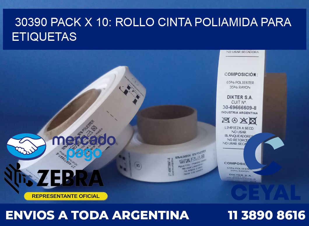 30390 PACK X 10: ROLLO CINTA POLIAMIDA PARA ETIQUETAS
