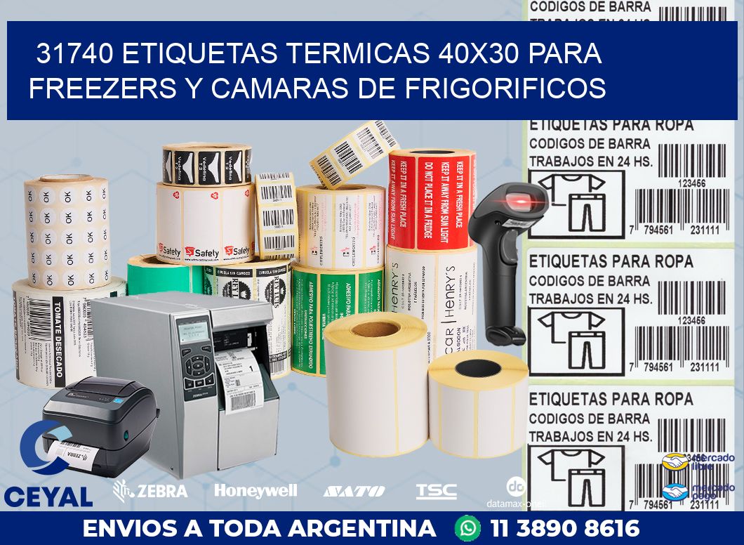 31740 ETIQUETAS TERMICAS 40X30 PARA FREEZERS Y CAMARAS DE FRIGORIFICOS