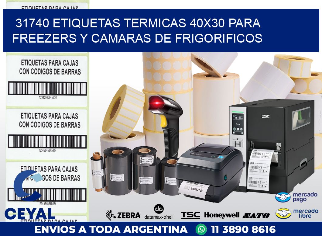 31740 ETIQUETAS TERMICAS 40X30 PARA FREEZERS Y CAMARAS DE FRIGORIFICOS