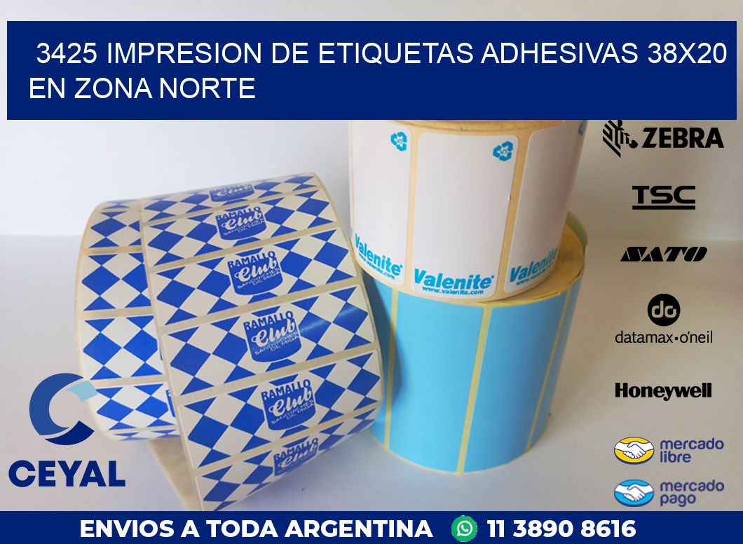3425 IMPRESION DE ETIQUETAS ADHESIVAS 38X20 EN ZONA NORTE