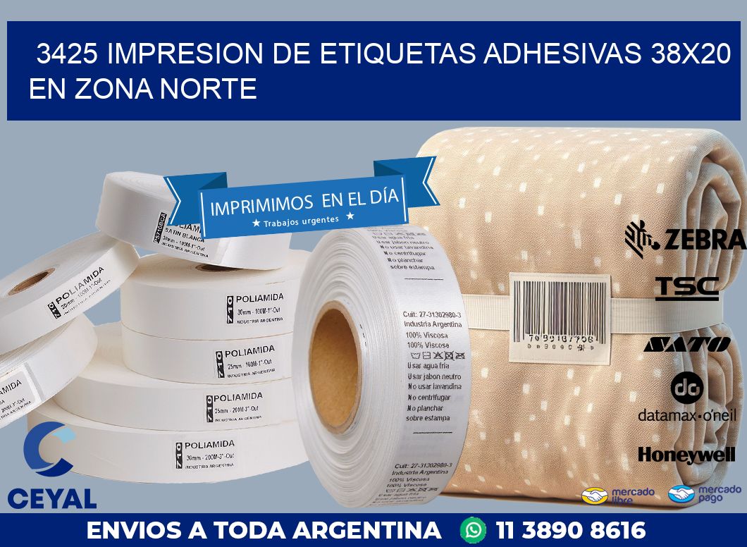 3425 IMPRESION DE ETIQUETAS ADHESIVAS 38X20 EN ZONA NORTE