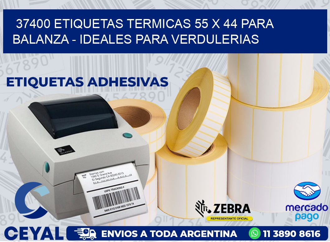 37400 ETIQUETAS TERMICAS 55 X 44 PARA BALANZA - IDEALES PARA VERDULERIAS