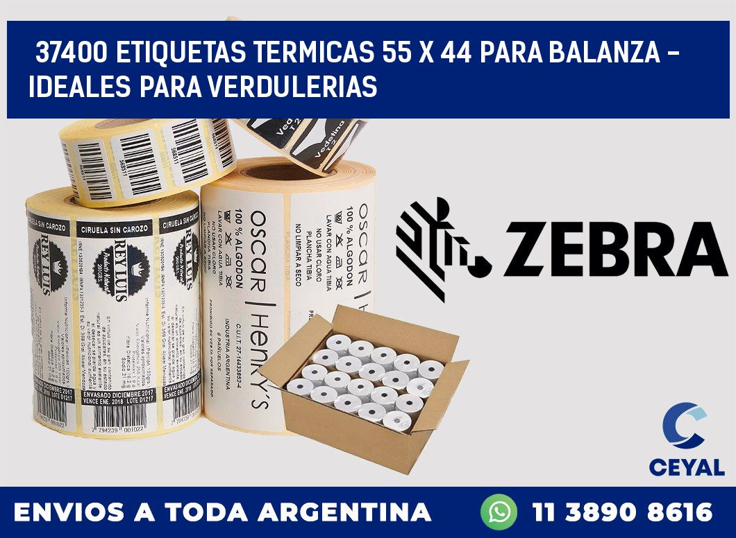 37400 ETIQUETAS TERMICAS 55 X 44 PARA BALANZA - IDEALES PARA VERDULERIAS