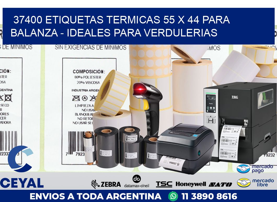 37400 ETIQUETAS TERMICAS 55 X 44 PARA BALANZA – IDEALES PARA VERDULERIAS