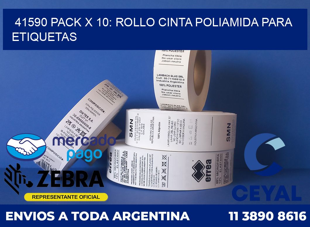 41590 PACK X 10: ROLLO CINTA POLIAMIDA PARA ETIQUETAS