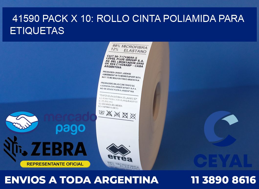 41590 PACK X 10: ROLLO CINTA POLIAMIDA PARA ETIQUETAS