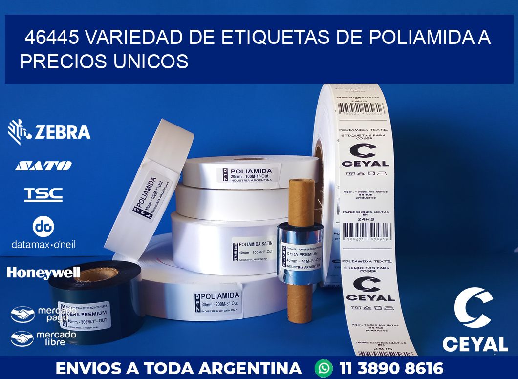 46445 VARIEDAD DE ETIQUETAS DE POLIAMIDA A PRECIOS UNICOS