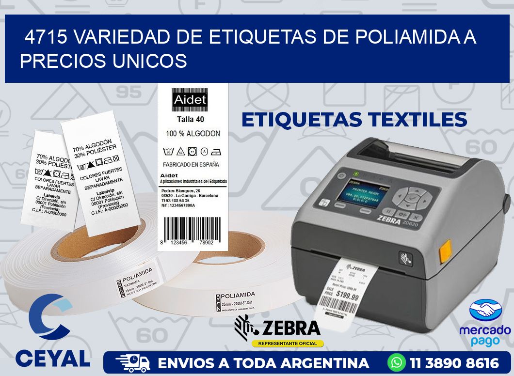 4715 VARIEDAD DE ETIQUETAS DE POLIAMIDA A PRECIOS UNICOS