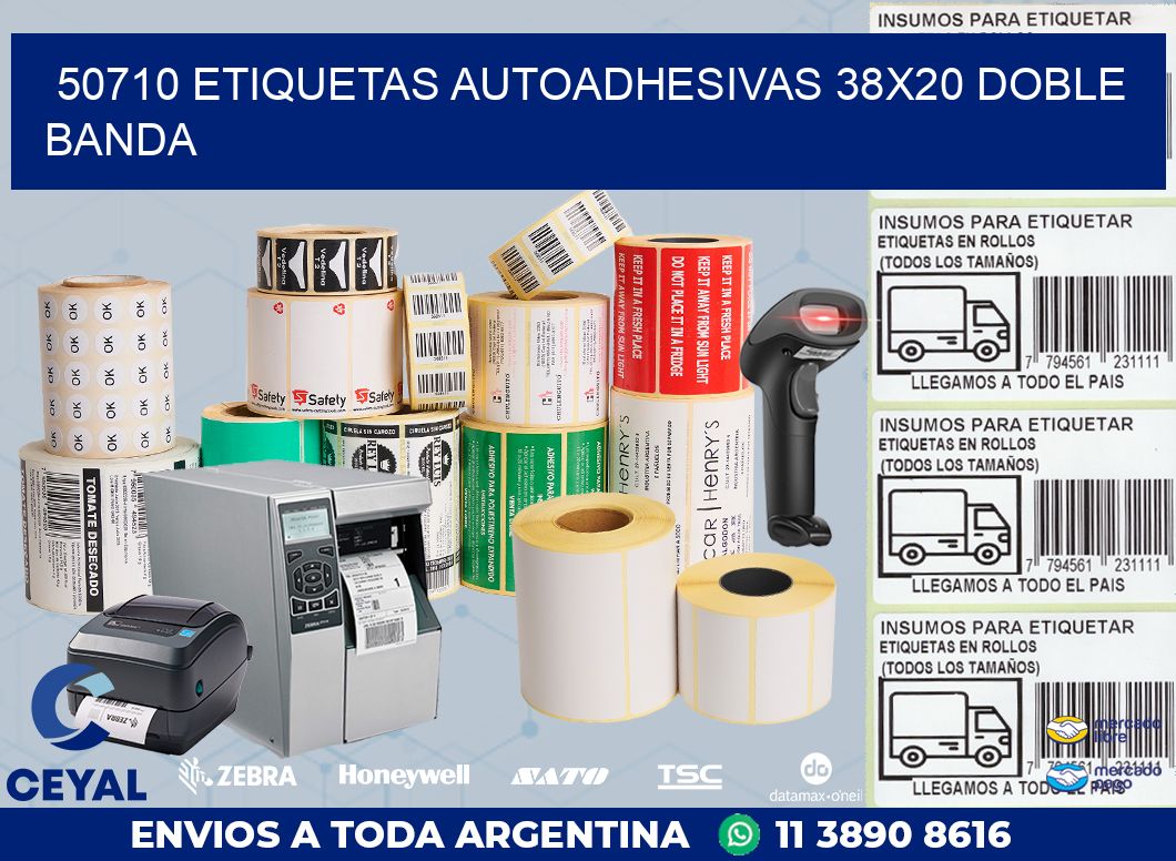 50710 ETIQUETAS AUTOADHESIVAS 38X20 DOBLE BANDA