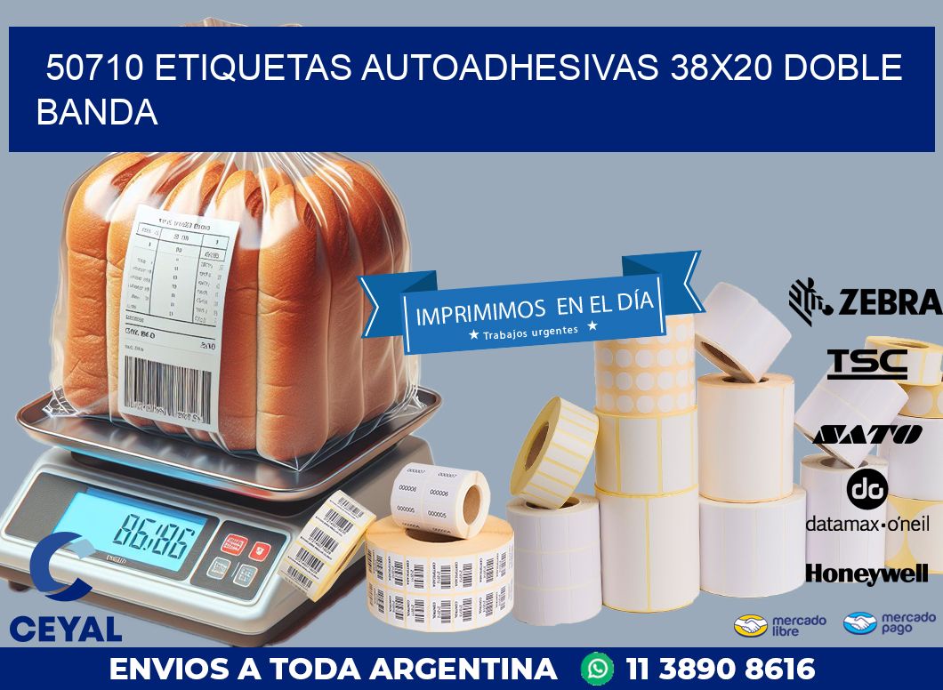 50710 ETIQUETAS AUTOADHESIVAS 38X20 DOBLE BANDA