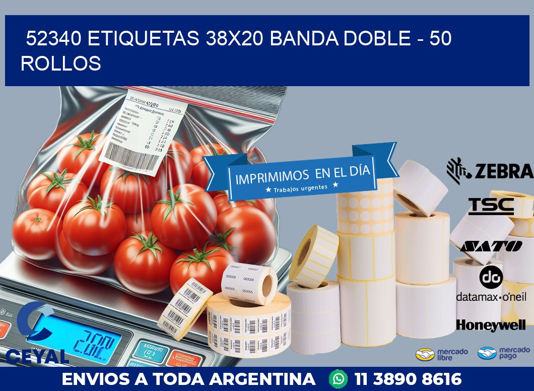 52340 ETIQUETAS 38X20 BANDA DOBLE – 50 ROLLOS