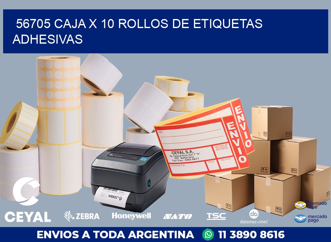 56705 CAJA X 10 ROLLOS DE ETIQUETAS ADHESIVAS