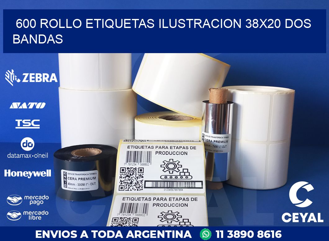 600 ROLLO ETIQUETAS ILUSTRACION 38X20 DOS BANDAS