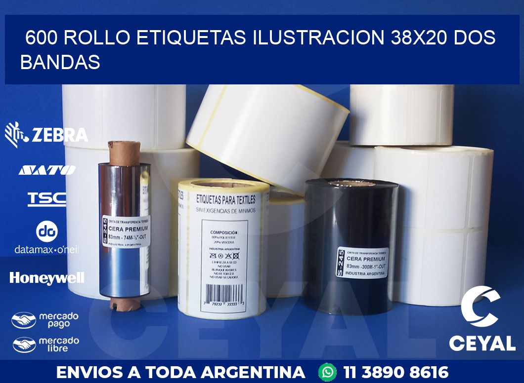 600 ROLLO ETIQUETAS ILUSTRACION 38X20 DOS BANDAS