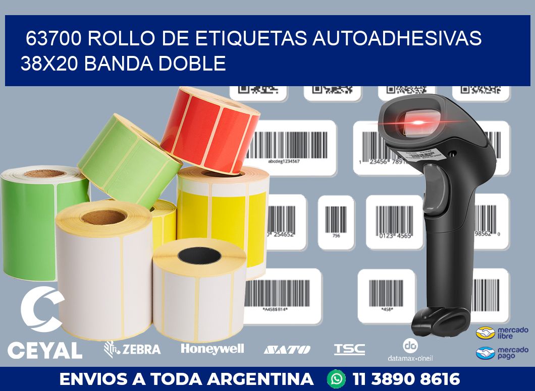 63700 ROLLO DE ETIQUETAS AUTOADHESIVAS 38X20 BANDA DOBLE