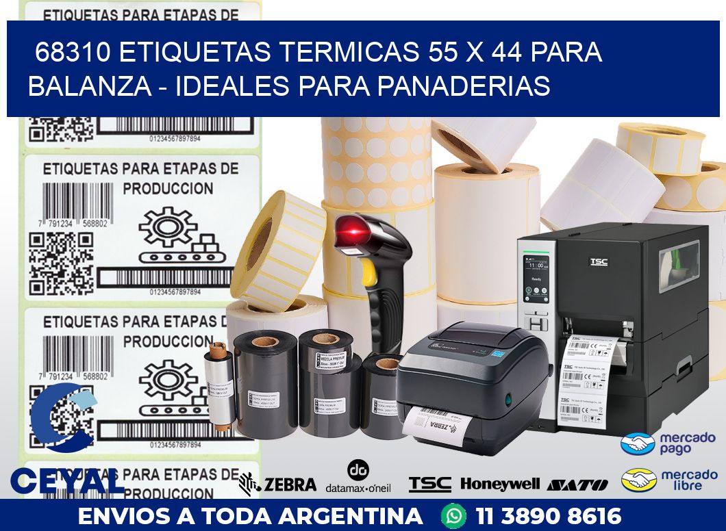 68310 ETIQUETAS TERMICAS 55 X 44 PARA BALANZA – IDEALES PARA PANADERIAS