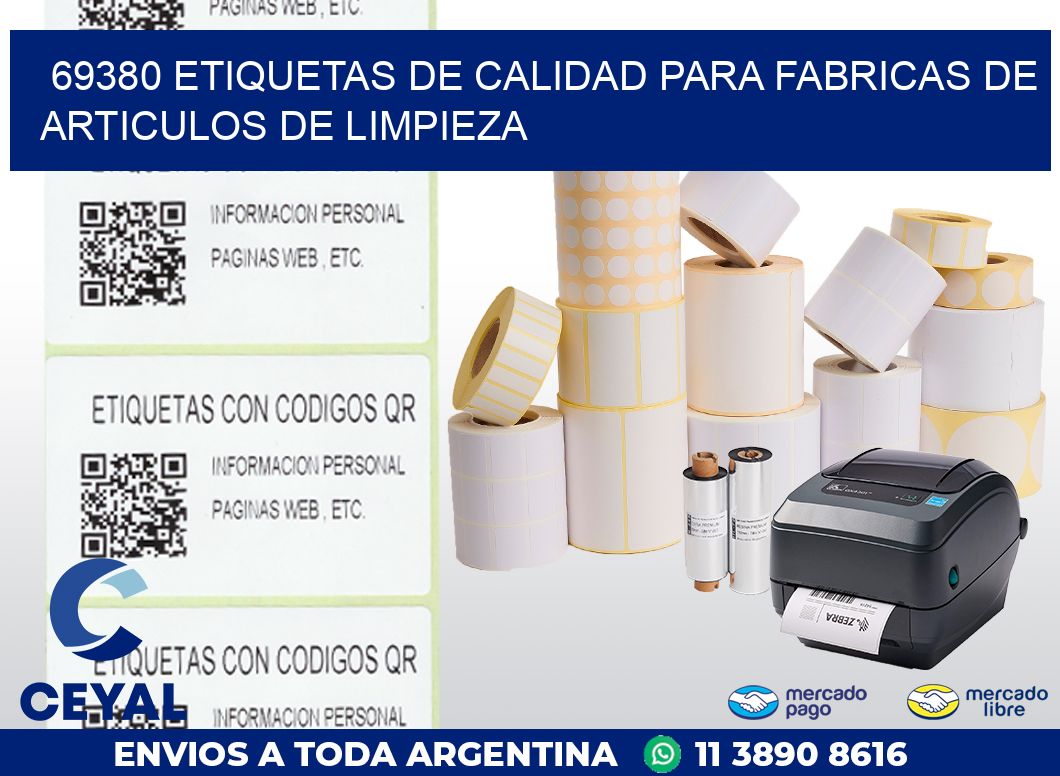 69380 ETIQUETAS DE CALIDAD PARA FABRICAS DE ARTICULOS DE LIMPIEZA