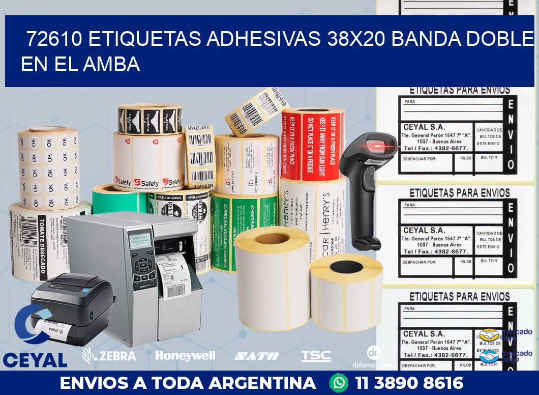 72610 ETIQUETAS ADHESIVAS 38X20 BANDA DOBLE EN EL AMBA
