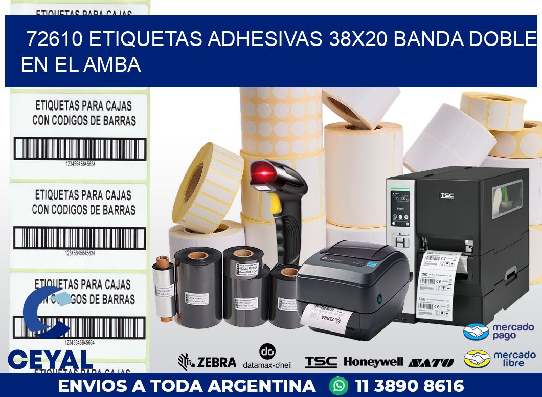 72610 ETIQUETAS ADHESIVAS 38X20 BANDA DOBLE EN EL AMBA