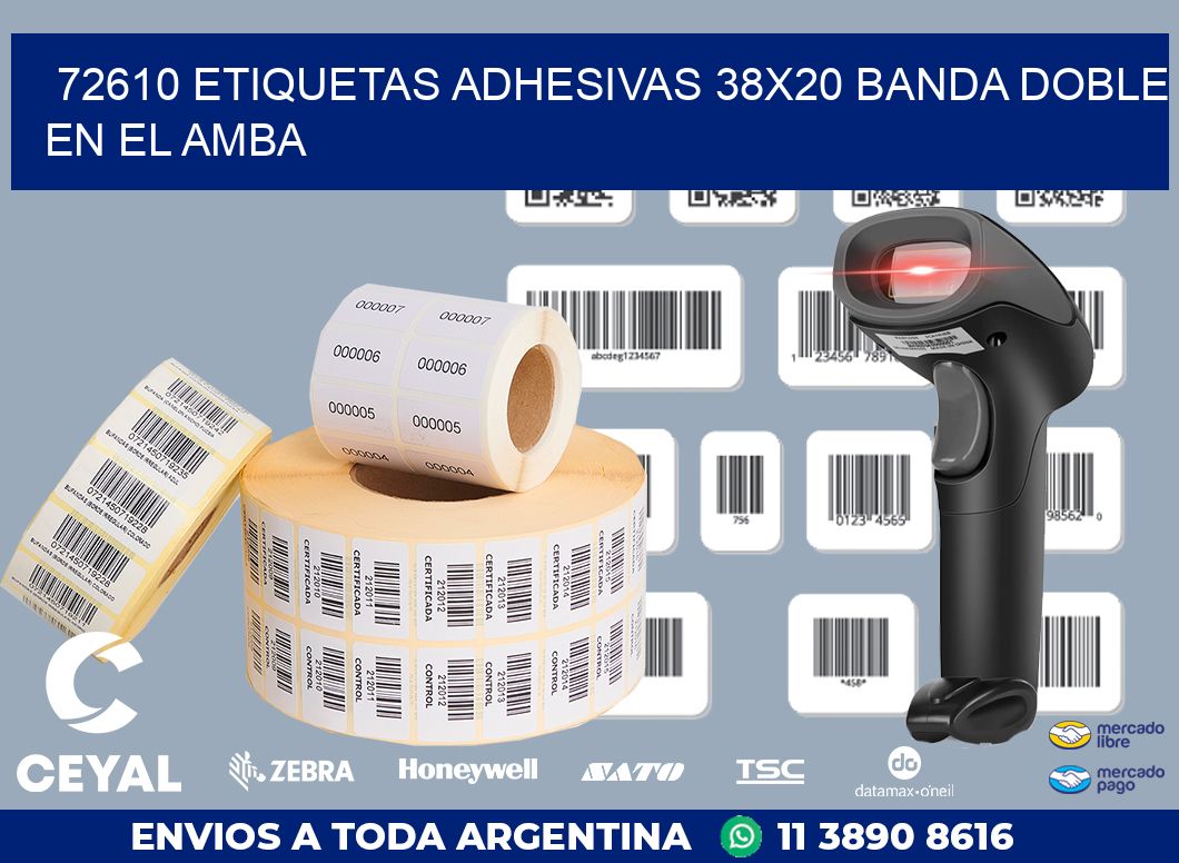72610 ETIQUETAS ADHESIVAS 38X20 BANDA DOBLE EN EL AMBA