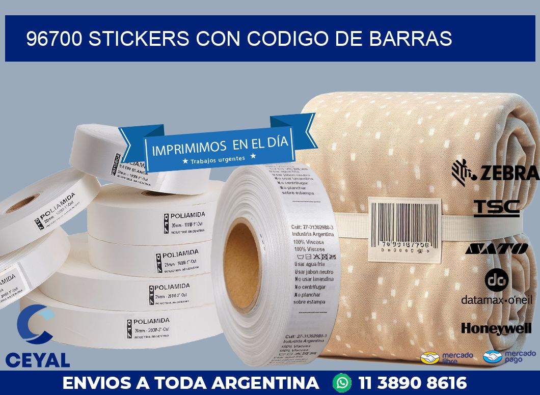 96700 STICKERS CON CODIGO DE BARRAS
