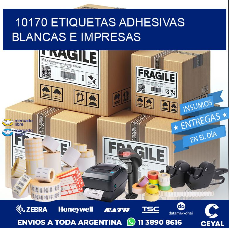 10170 ETIQUETAS ADHESIVAS BLANCAS E IMPRESAS