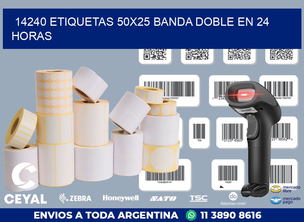 14240 ETIQUETAS 50X25 BANDA DOBLE EN 24 HORAS