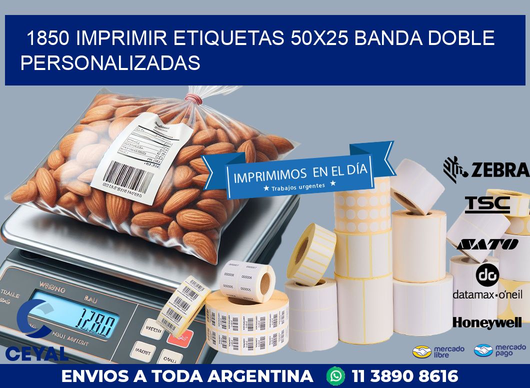 1850 IMPRIMIR ETIQUETAS 50X25 BANDA DOBLE PERSONALIZADAS