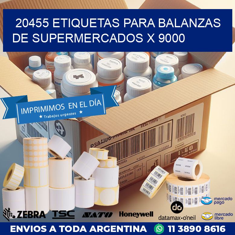 20455 ETIQUETAS PARA BALANZAS DE SUPERMERCADOS X 9000