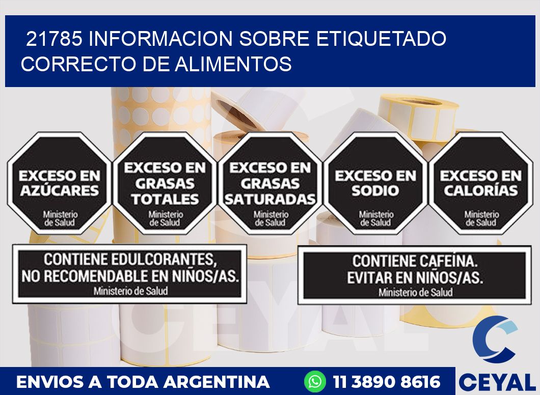 21785 INFORMACION SOBRE ETIQUETADO CORRECTO DE ALIMENTOS
