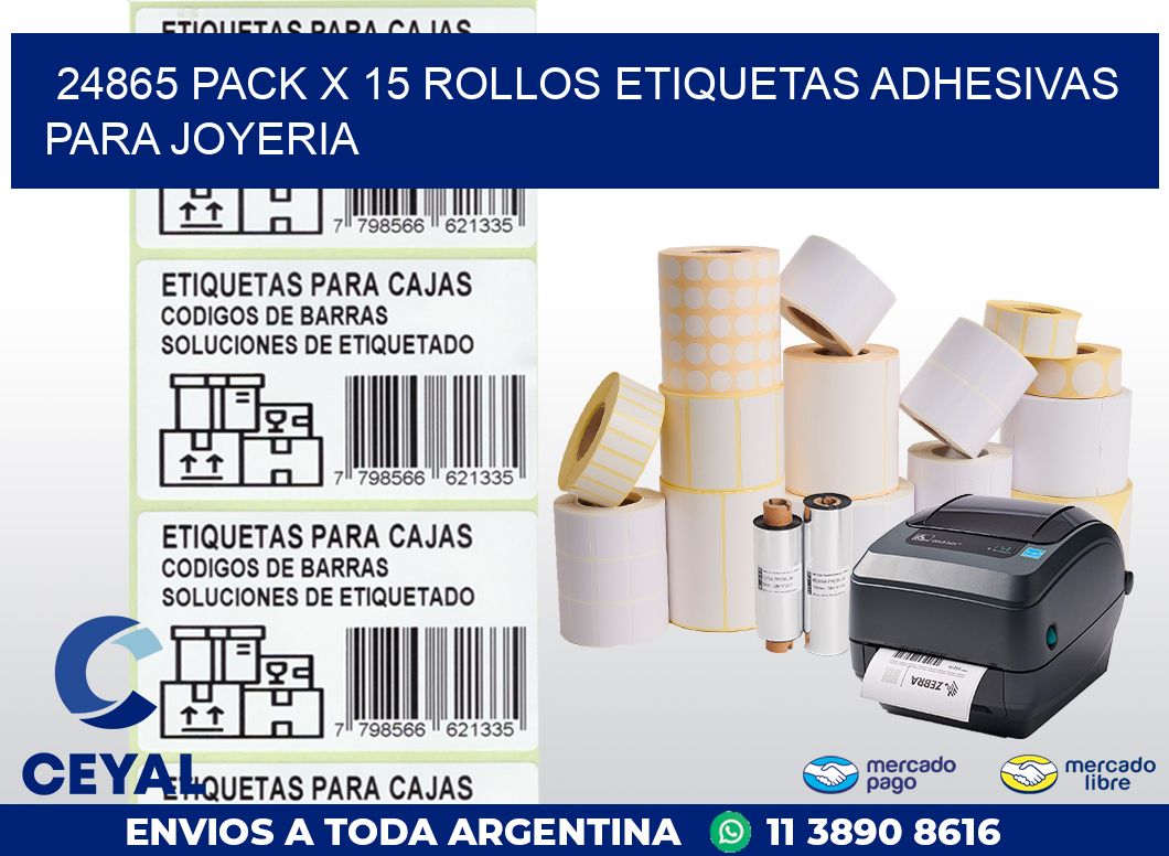 24865 PACK X 15 ROLLOS ETIQUETAS ADHESIVAS PARA JOYERIA
