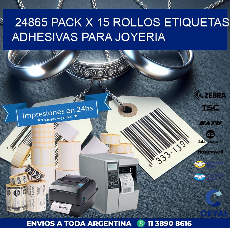 24865 PACK X 15 ROLLOS ETIQUETAS ADHESIVAS PARA JOYERIA