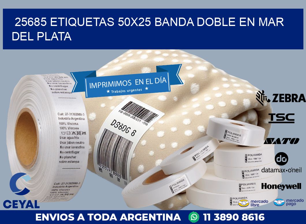 25685 ETIQUETAS 50X25 BANDA DOBLE EN MAR DEL PLATA