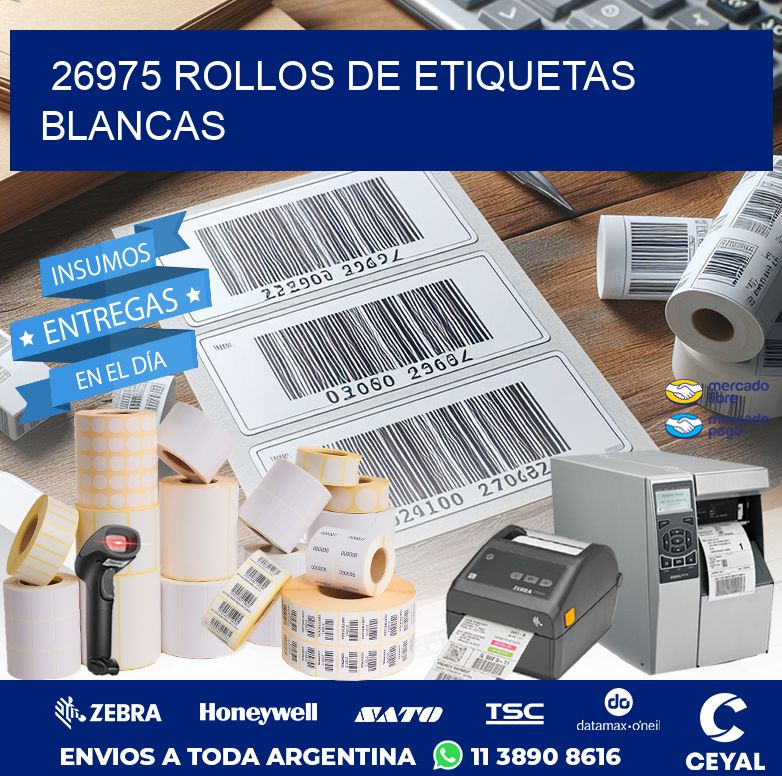 26975 ROLLOS DE ETIQUETAS BLANCAS
