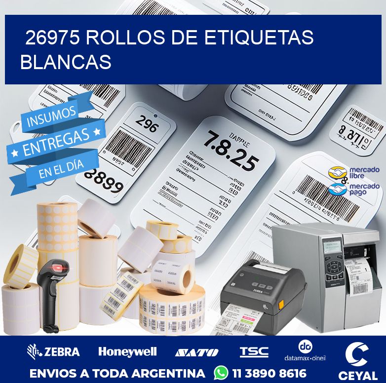 26975 ROLLOS DE ETIQUETAS BLANCAS