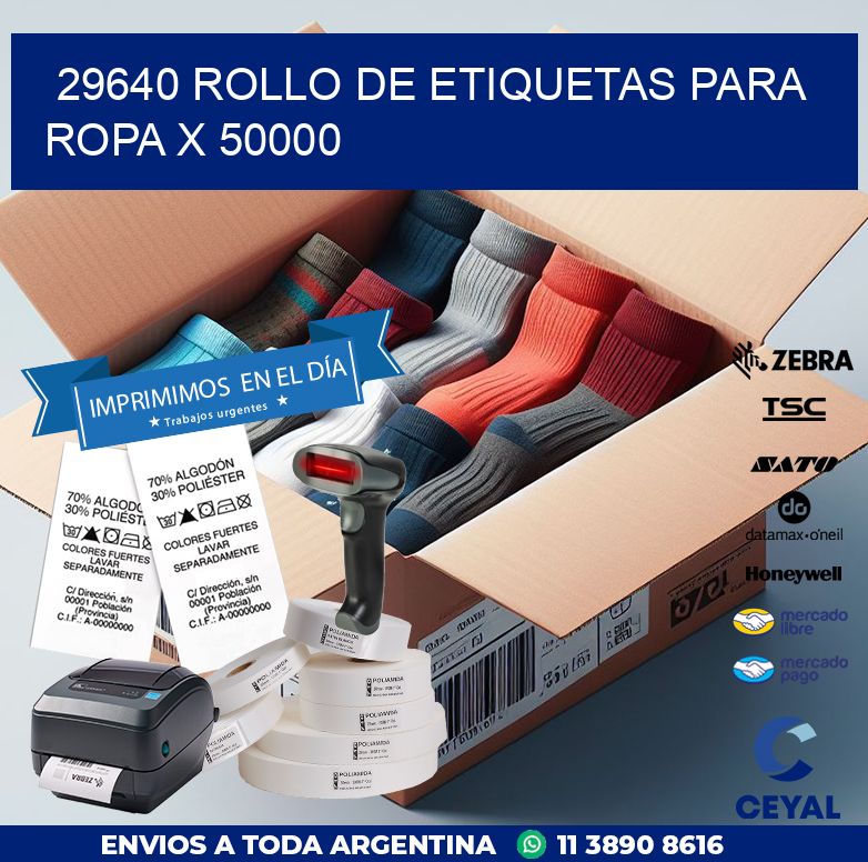 29640 ROLLO DE ETIQUETAS PARA ROPA X 50000