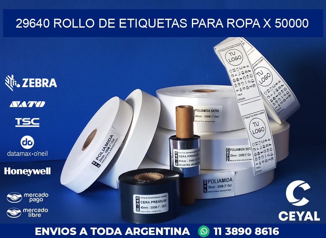 29640 ROLLO DE ETIQUETAS PARA ROPA X 50000