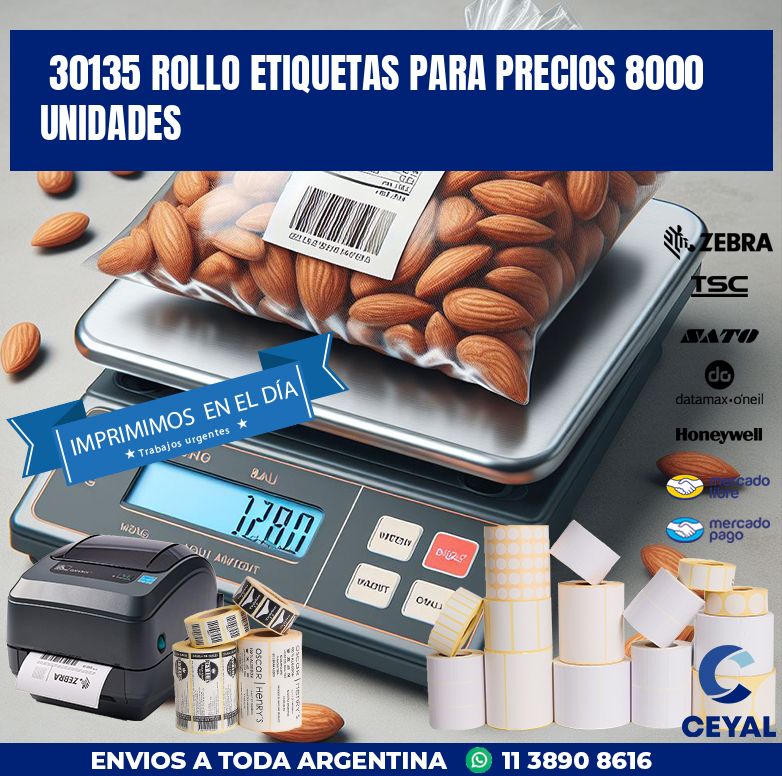 30135 ROLLO ETIQUETAS PARA PRECIOS 8000 UNIDADES