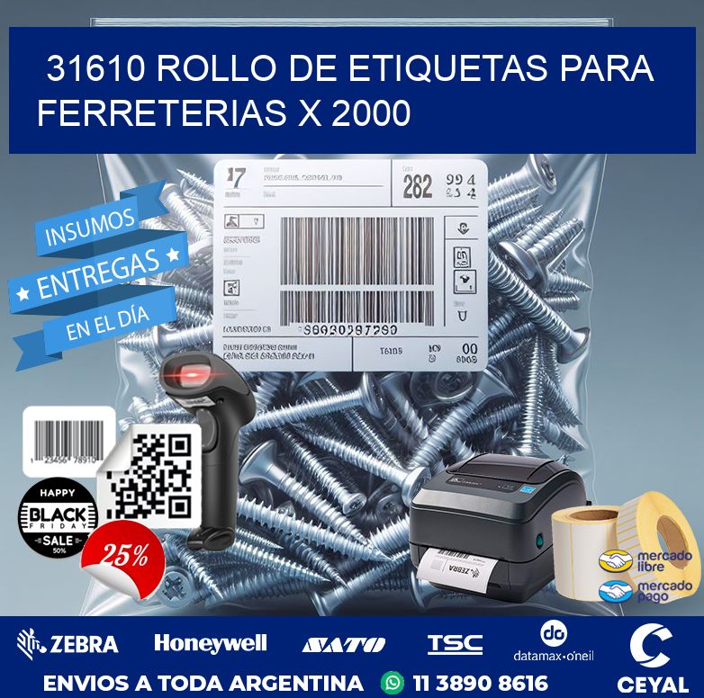 31610 ROLLO DE ETIQUETAS PARA FERRETERIAS X 2000