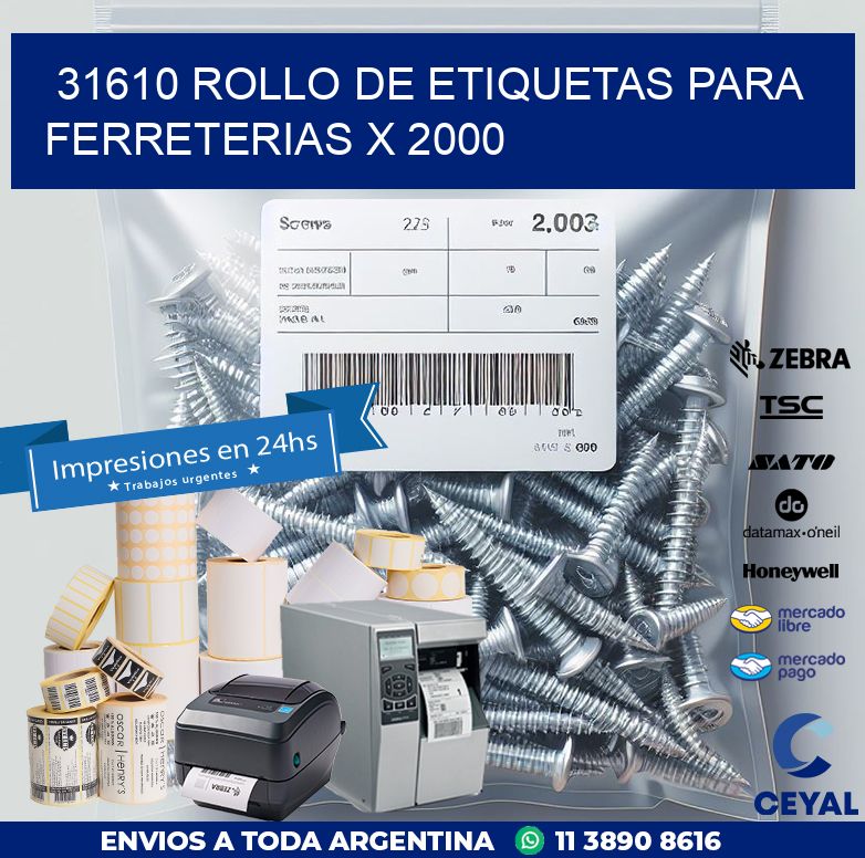 31610 ROLLO DE ETIQUETAS PARA FERRETERIAS X 2000