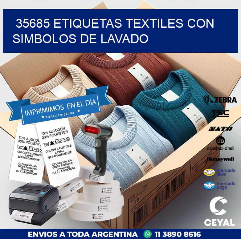 35685 ETIQUETAS TEXTILES CON SIMBOLOS DE LAVADO