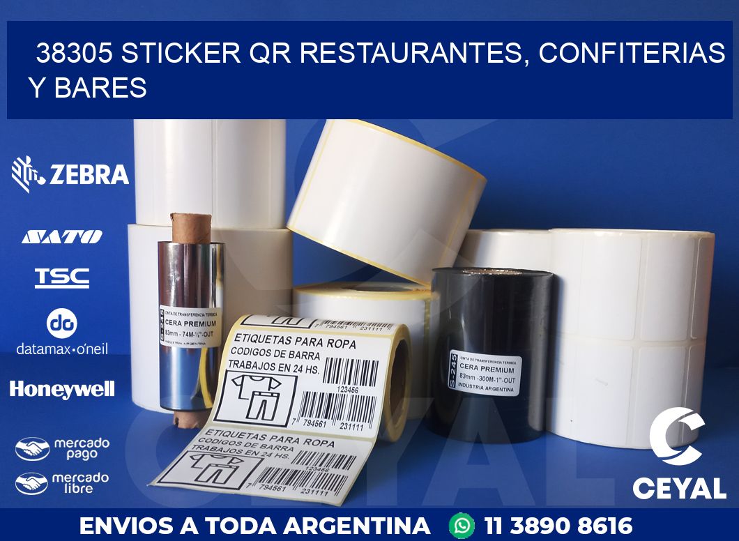 38305 STICKER QR RESTAURANTES, CONFITERIAS Y BARES