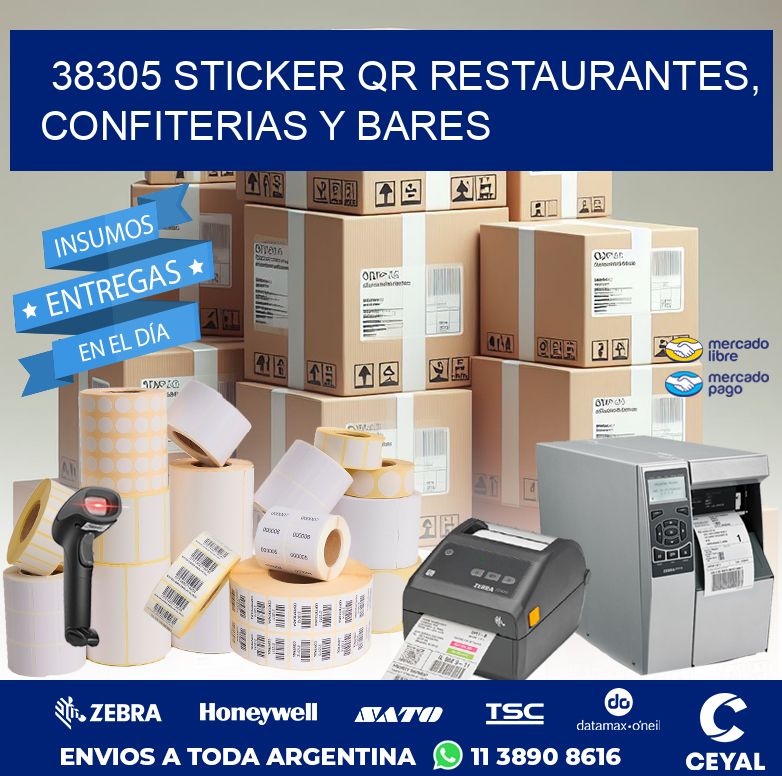 38305 STICKER QR RESTAURANTES, CONFITERIAS Y BARES