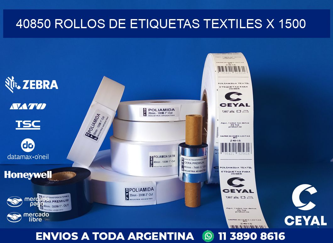 40850 ROLLOS DE ETIQUETAS TEXTILES X 1500