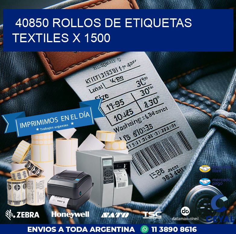 40850 ROLLOS DE ETIQUETAS TEXTILES X 1500