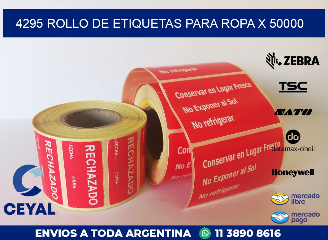 4295 ROLLO DE ETIQUETAS PARA ROPA X 50000