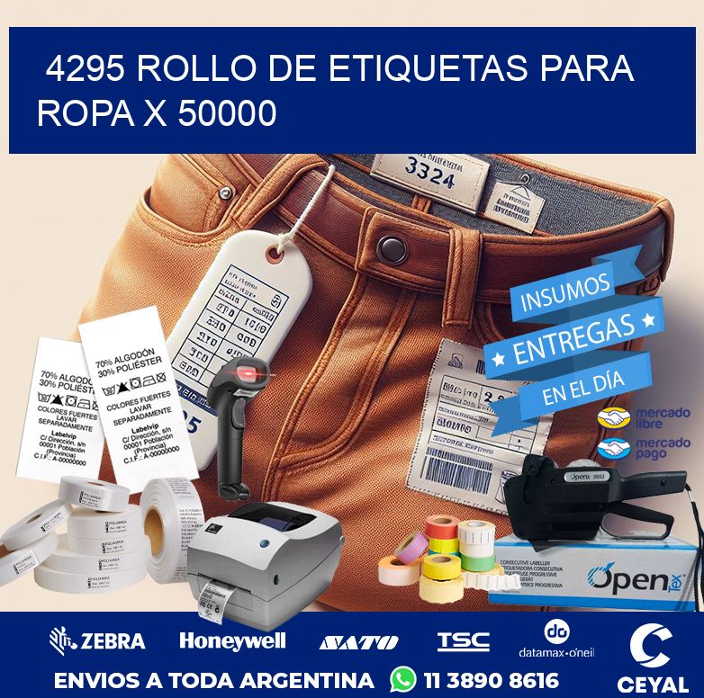 4295 ROLLO DE ETIQUETAS PARA ROPA X 50000