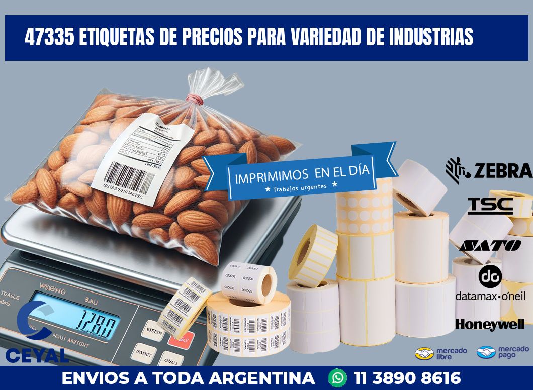 47335 ETIQUETAS DE PRECIOS PARA VARIEDAD DE INDUSTRIAS