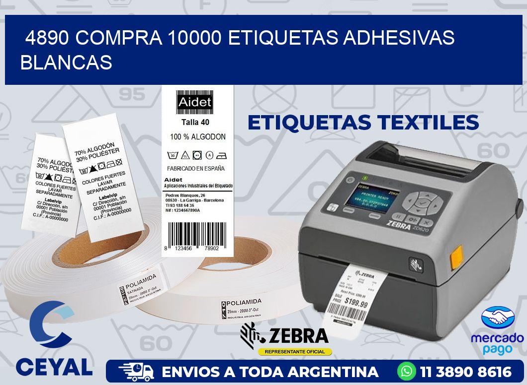 4890 COMPRA 10000 ETIQUETAS ADHESIVAS BLANCAS