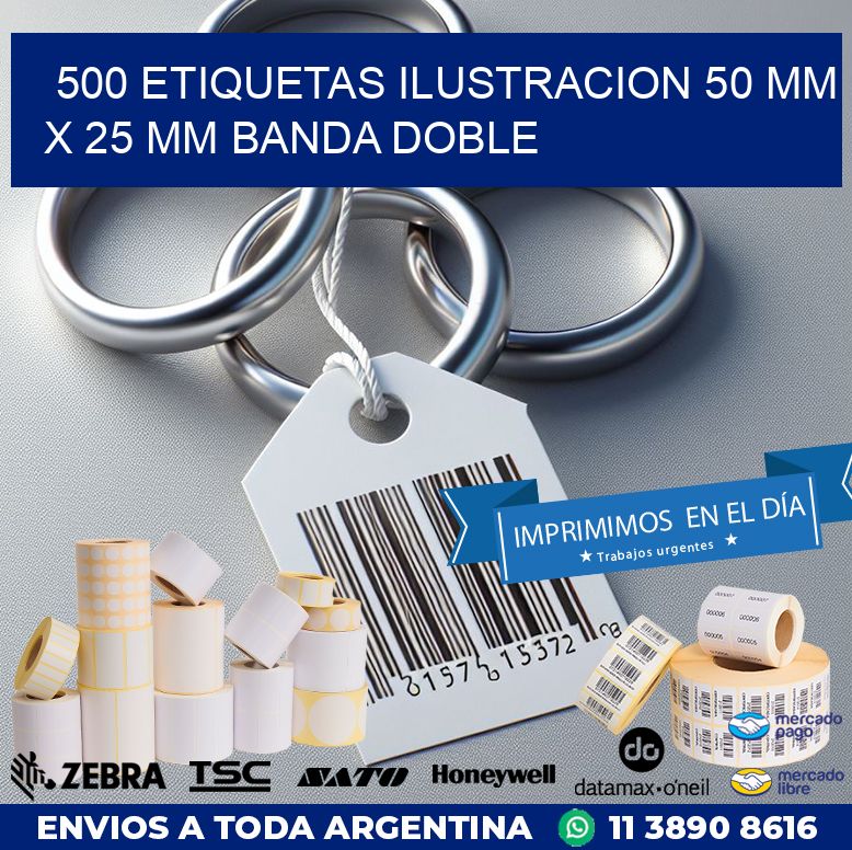 500 ETIQUETAS ILUSTRACION 50 MM X 25 MM BANDA DOBLE